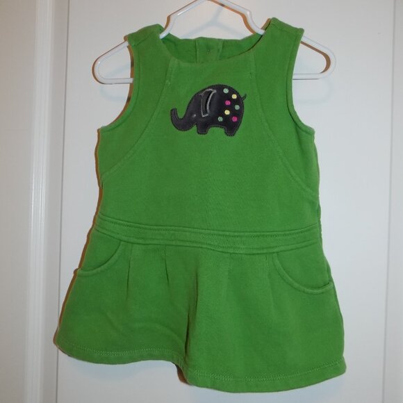GYMBOREE Merry Bright Green Knit Elephant Dress Sz 12-18M Applique - Picture 1 of 5